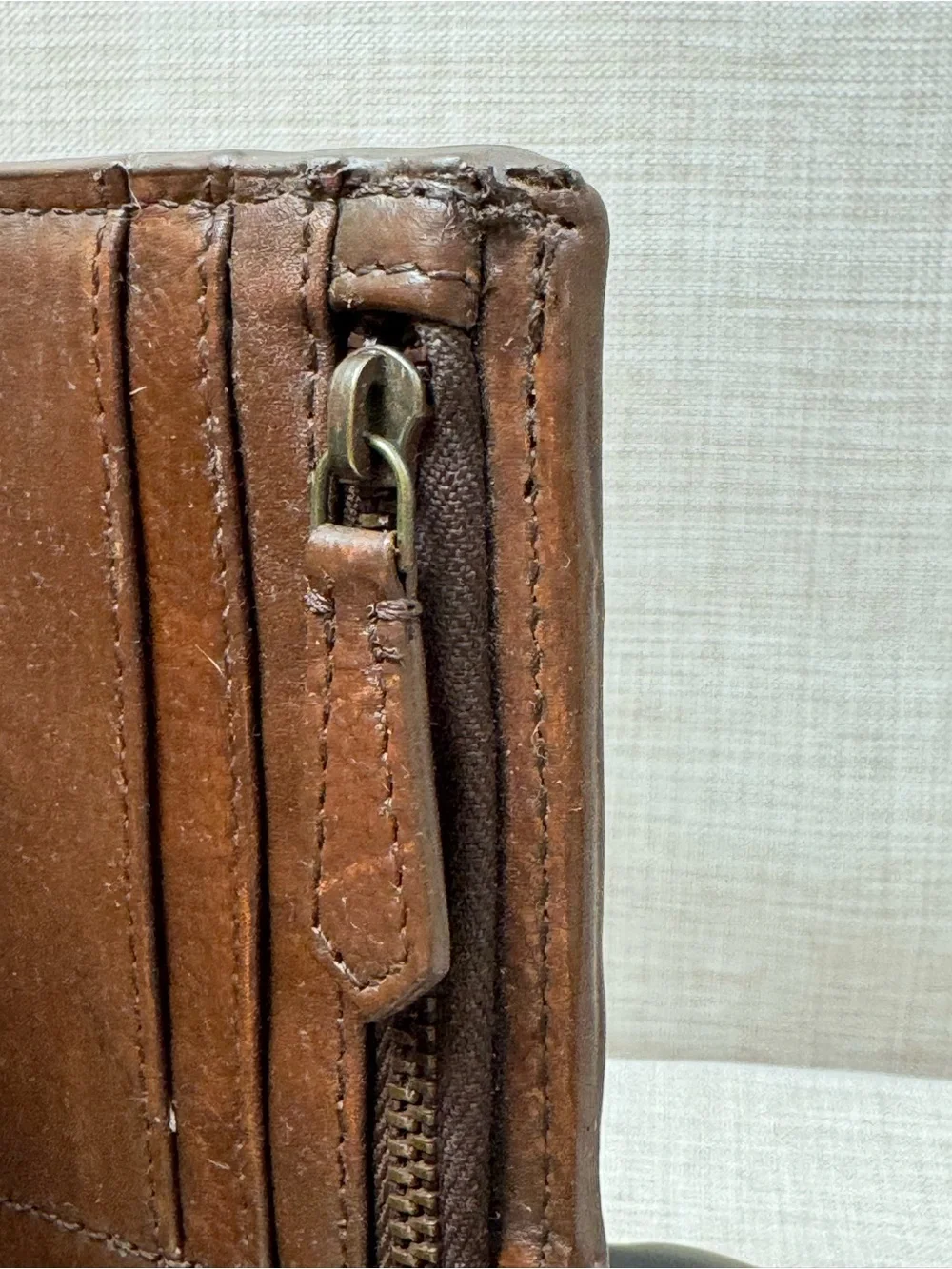 Cleo + Wolf Brown Leather Basketweave Long Bifold Wallet